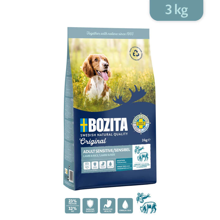 BOZITA Hunde-Trockenfutter Original Adult Sensitive Lamm und Reis
